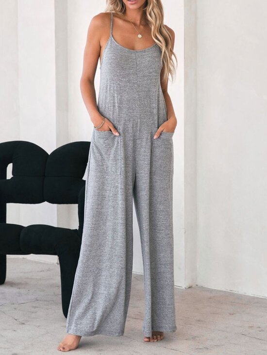 Pants - NWOT Sleeveless Wide-Leg Jumpsuit in Heather Gray